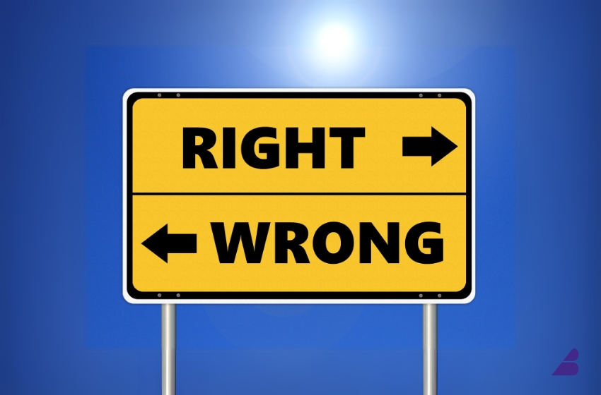 Ethical Advertising, a sign board showing right and wrong directions