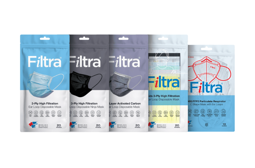 Pouch Designs created for Filtra Masks